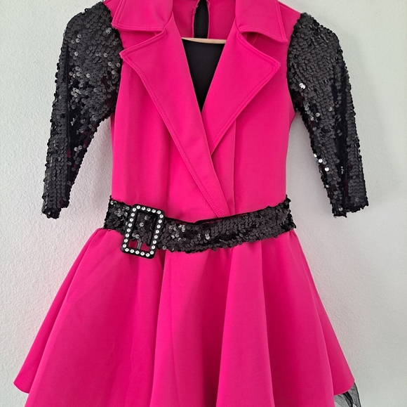 Weissman Dance Pink/Black Girls Size M Child Zip Back party competition Tea Time - Picture 2 of 16